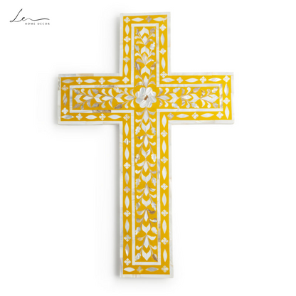 Pearl Wall Cross - Mustard