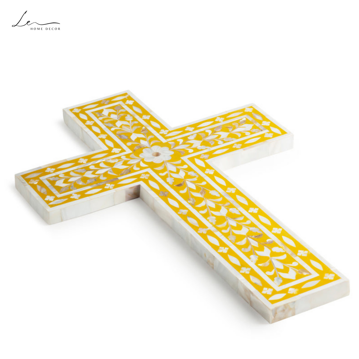 Pearl Wall Cross - Mustard