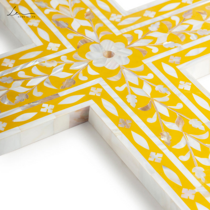 Pearl Wall Cross - Mustard