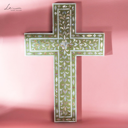 Pearl Wall Cross - Olive