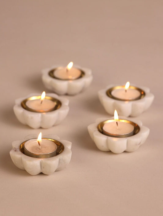 Christmas Decor Scallop Marble Tealight Holders