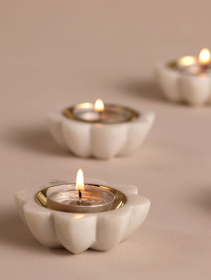 Christmas Decor Scallop Marble Tealight Holders