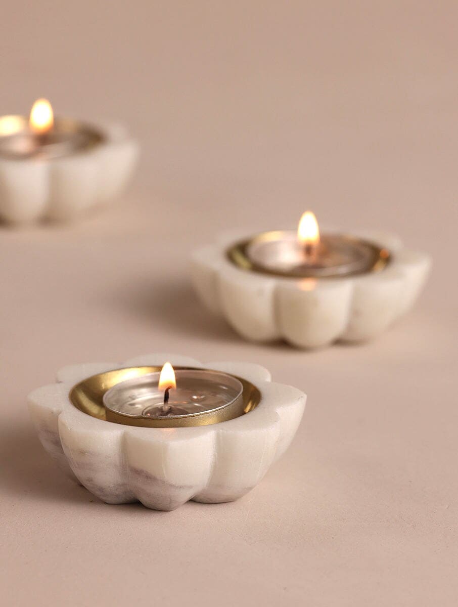 Christmas Decor Scallop Marble Tealight Holders