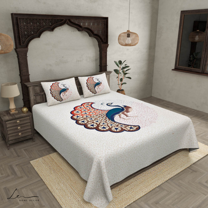 Twill Cotton Bedsheet Dancing Peacock