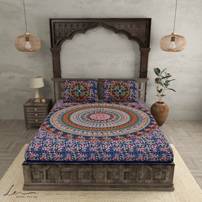 Mandala Bedsheet Floral Print With 2 Pillow Covers