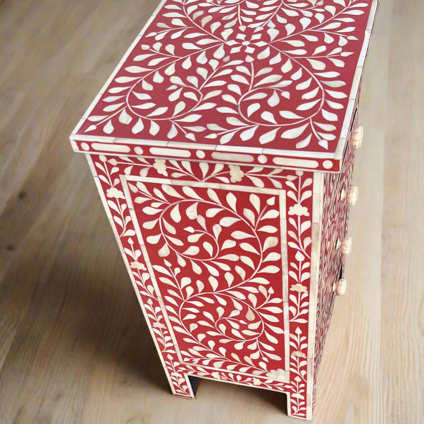 Bone Inlay Side Table with Drawers