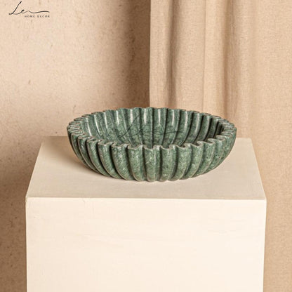 Green Marble Scallop Bowl- Large