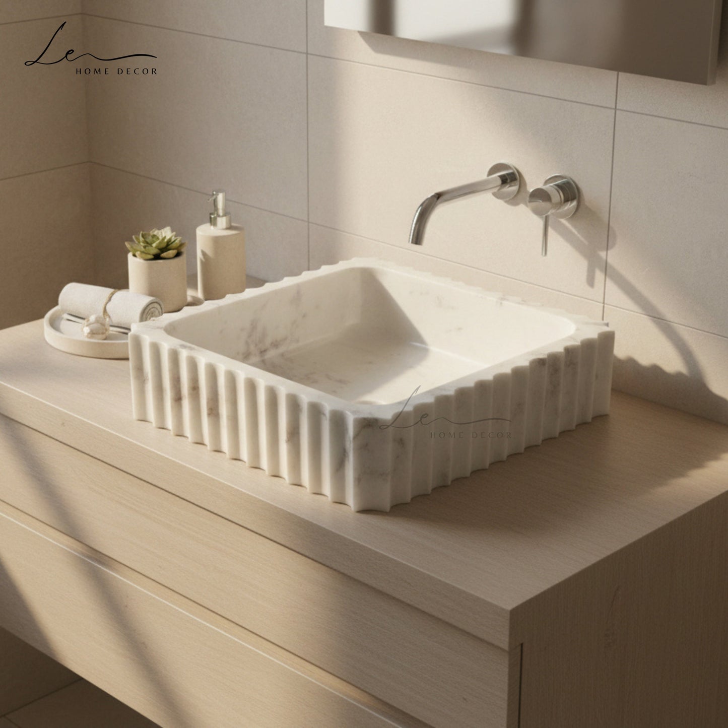 Signature Quad Design Marble Wash Basin