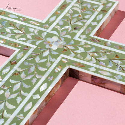 Pearl Wall Cross - Olive