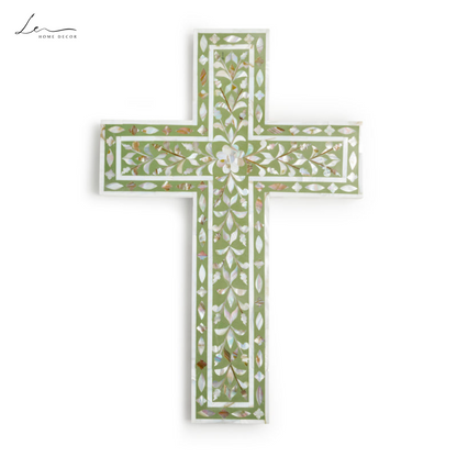 Pearl Wall Cross - Olive