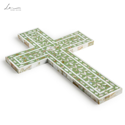 Pearl Wall Cross - Olive