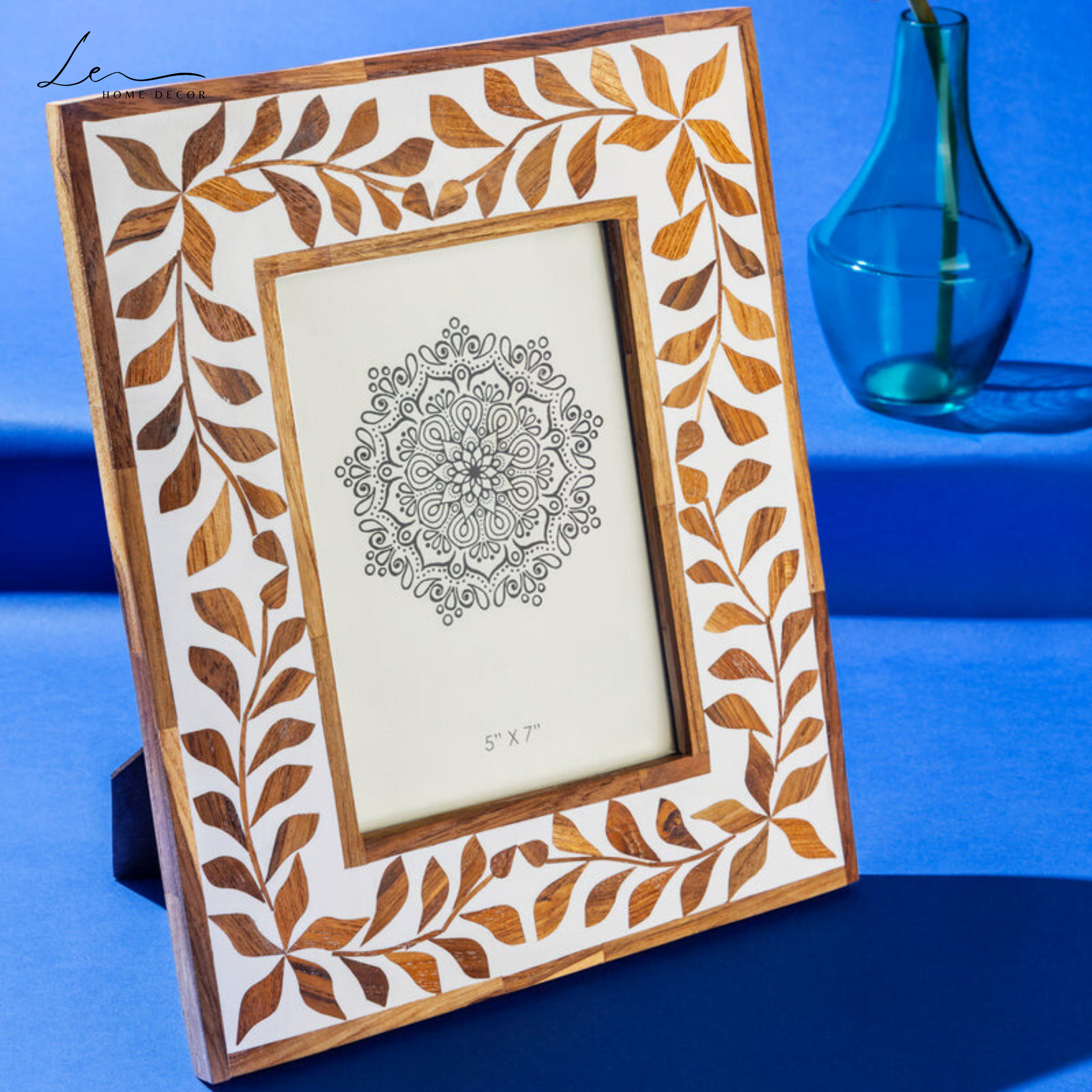 Timber Inlay Photo Frame Wood Inlay Picture Frame - Brown – Le Home Decor