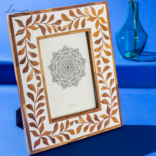 Wood Inlay Picture Frame - Brown