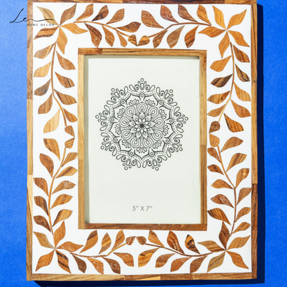 Wood Inlay Picture Frame - Brown