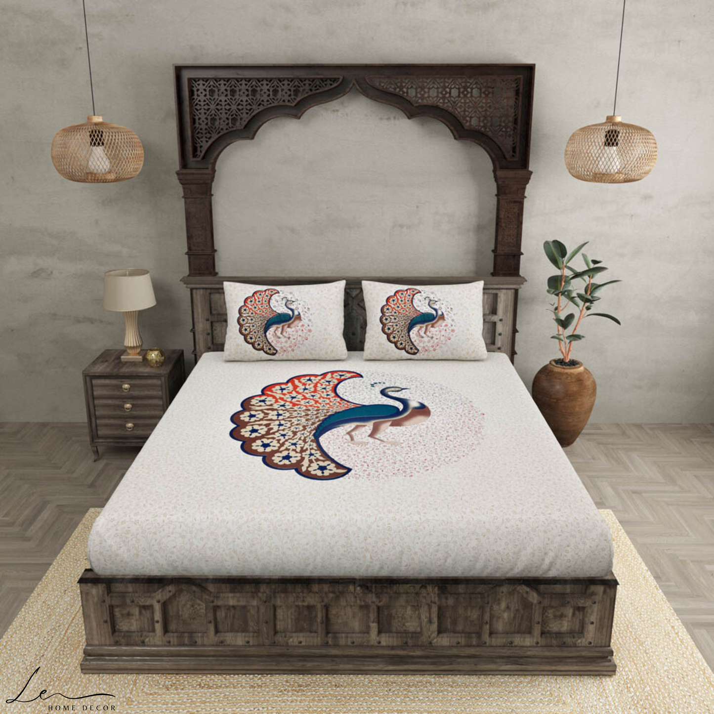 Twill Cotton Bedsheet Dancing Peacock