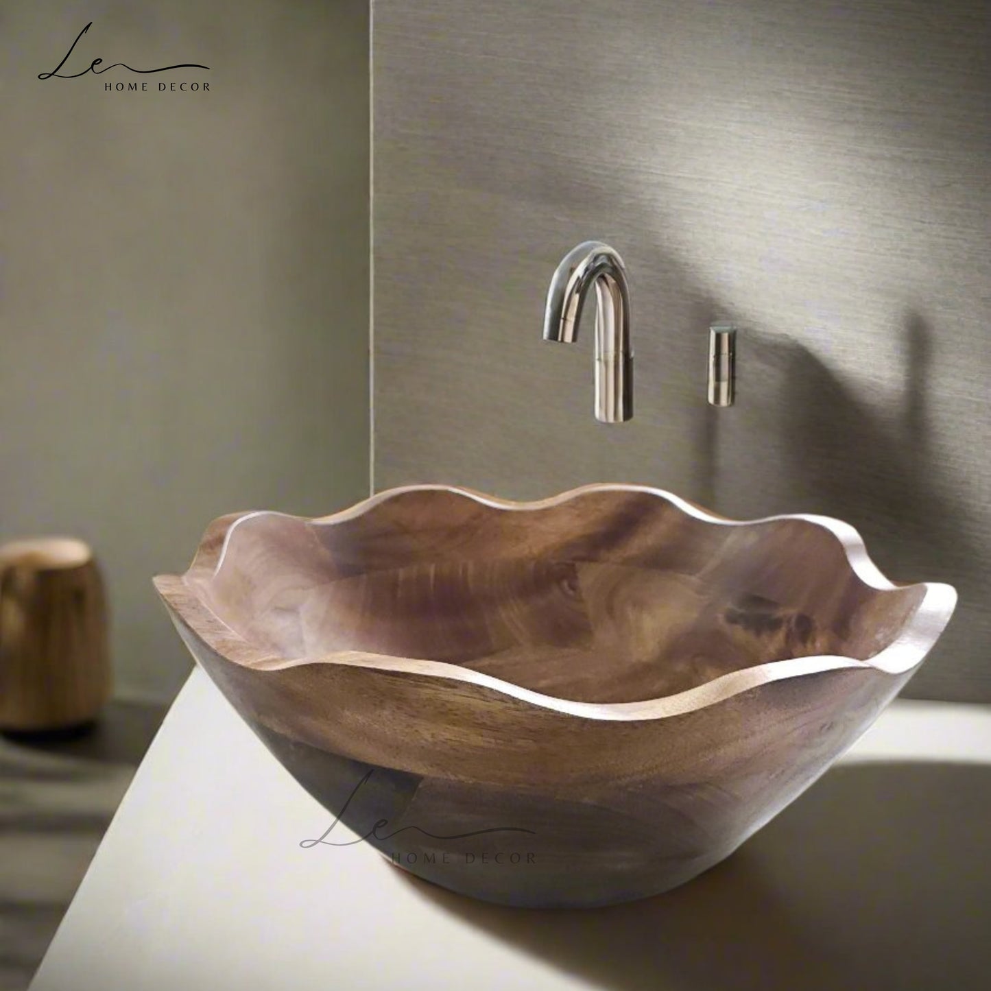 Rustic Handcrafted Walnut Wooden Basin