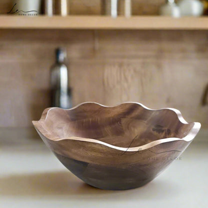 Handcrafted Wooden Ruffle Bowl - Large