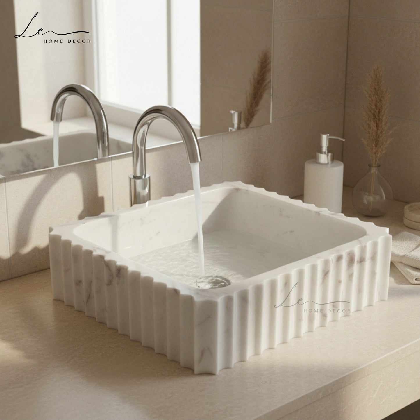 Signature Quad Design Marble Wash Basin