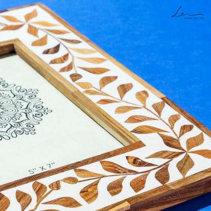 Wood Inlay Picture Frame - Brown