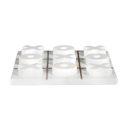 Marble Tic Tac Toe Game With Brass Lines