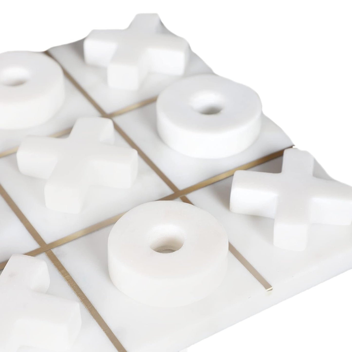 Marble Tic Tac Toe Game With Brass Lines