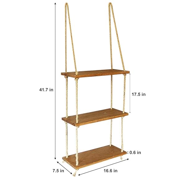 3 Tiered Wooden Wall Hanging Shelf