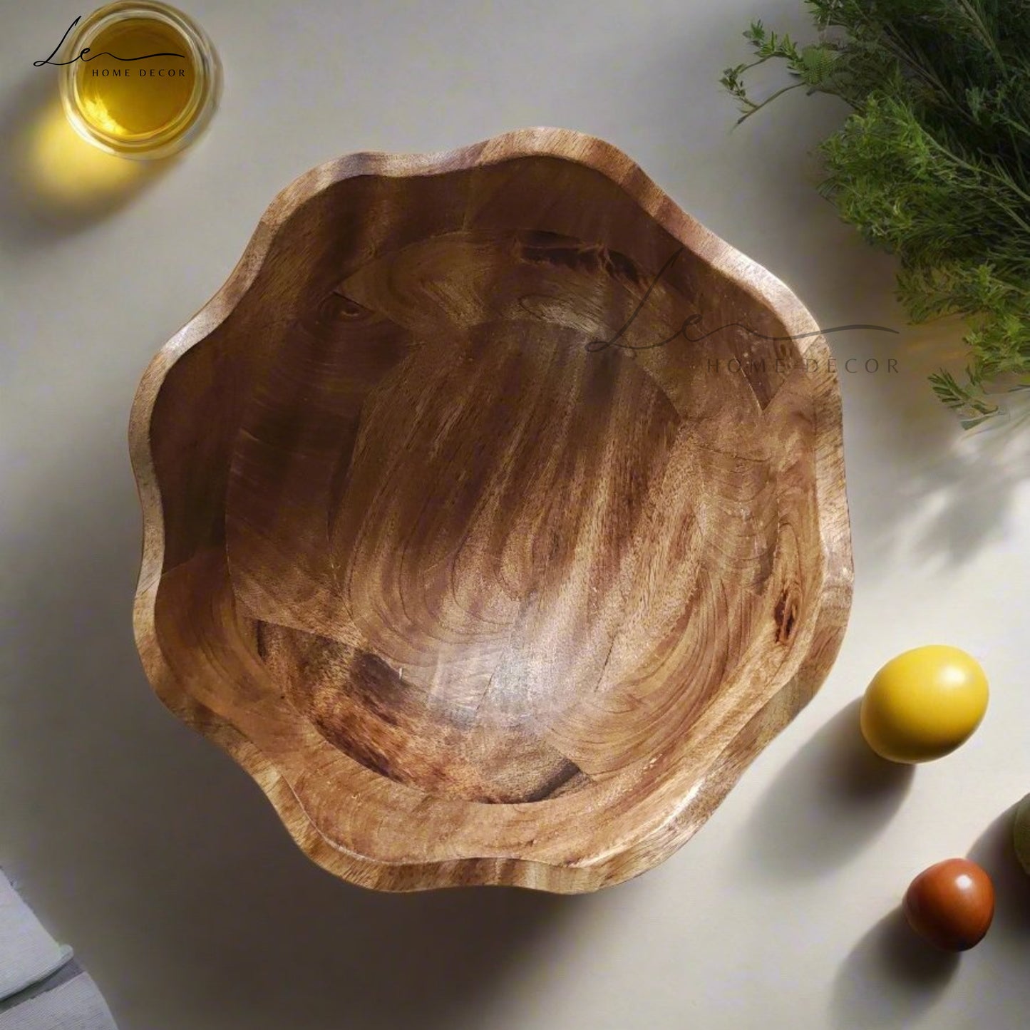 Handcrafted Wooden Ruffle Bowl - Large