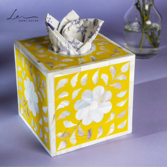Pearl Tissue Box - Yellow