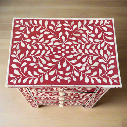 Bone Inlay Side Table with Drawers