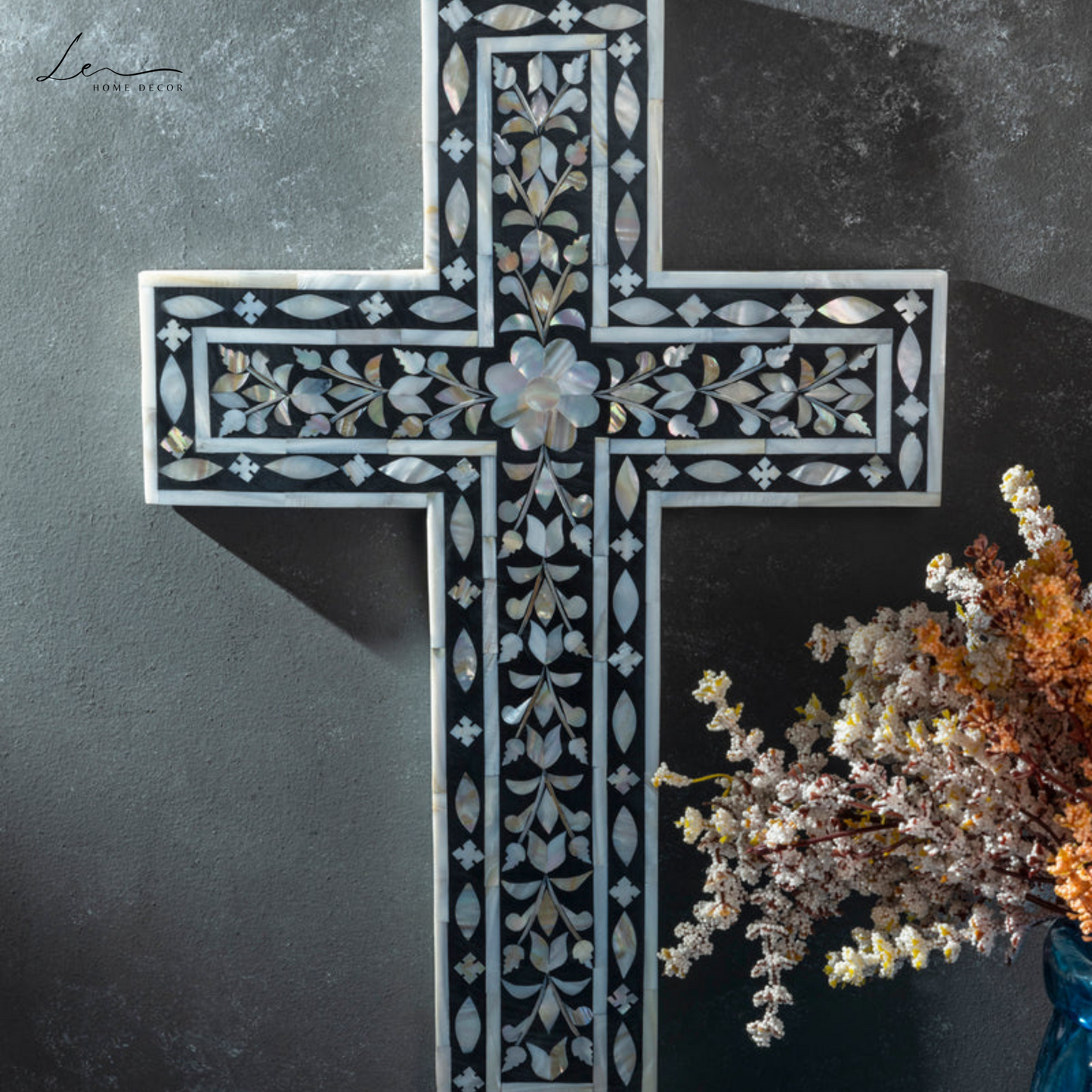 Pearl Wall Cross - Black