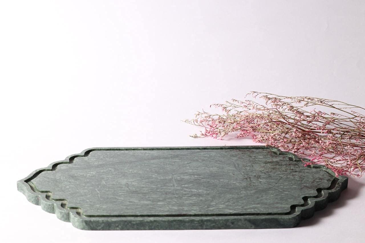 The Emerald Green Marble Oval Tray