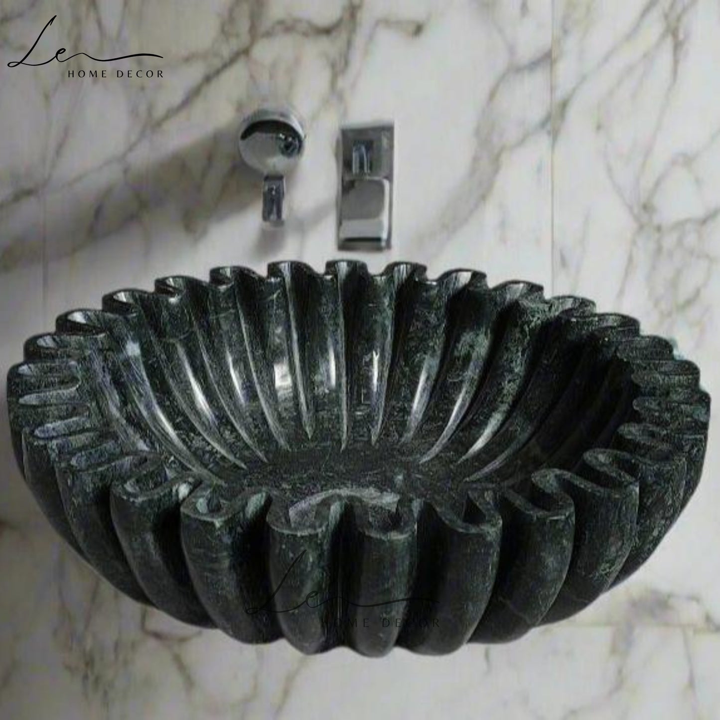 Green Marble Handcrafted Scallop Basin