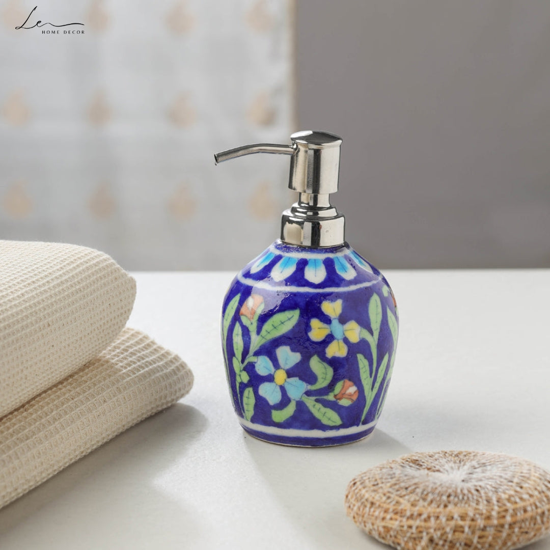 Blue Pottery Ceramic Liquid Soap Dispenser