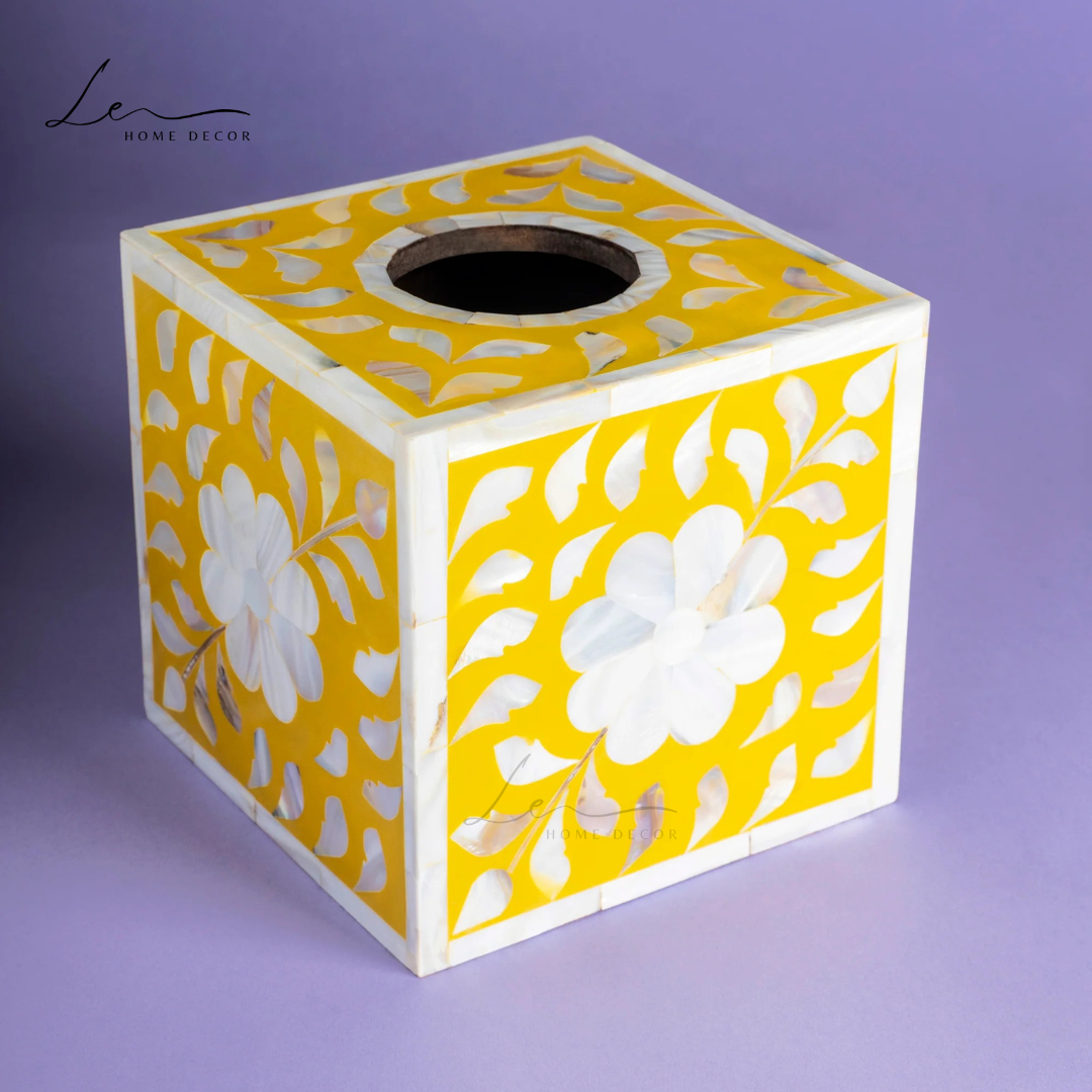 Pearl Tissue Box - Yellow