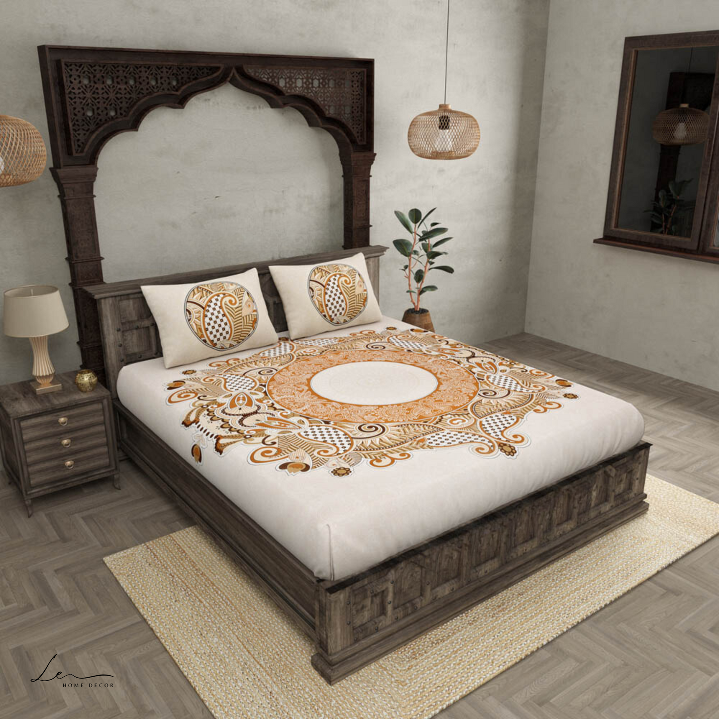 Cosmic Kolam Brown Double Bedsheet