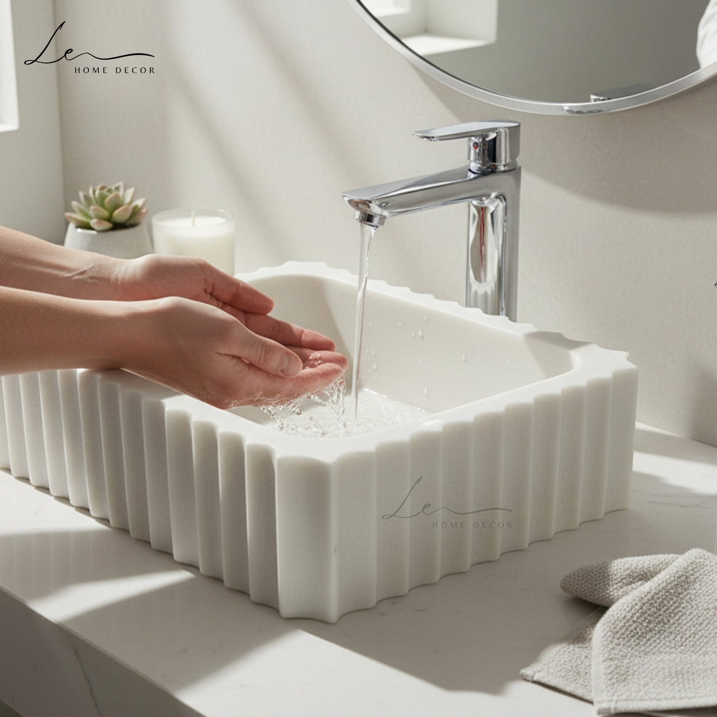 Signature Quad Design Marble Wash Basin