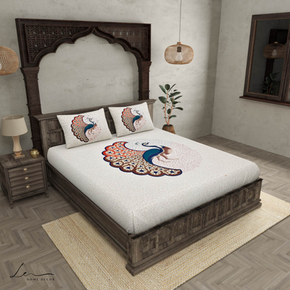 Twill Cotton Bedsheet Dancing Peacock