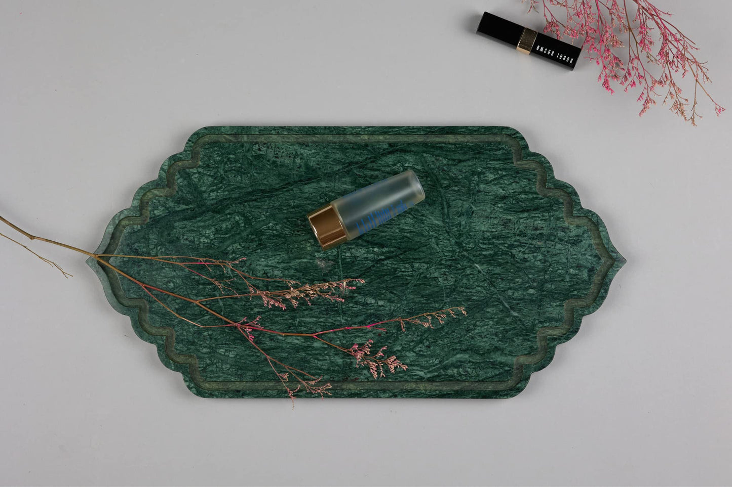 The Emerald Green Marble Oval Tray