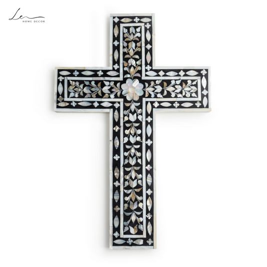 Pearl Wall Cross - Black