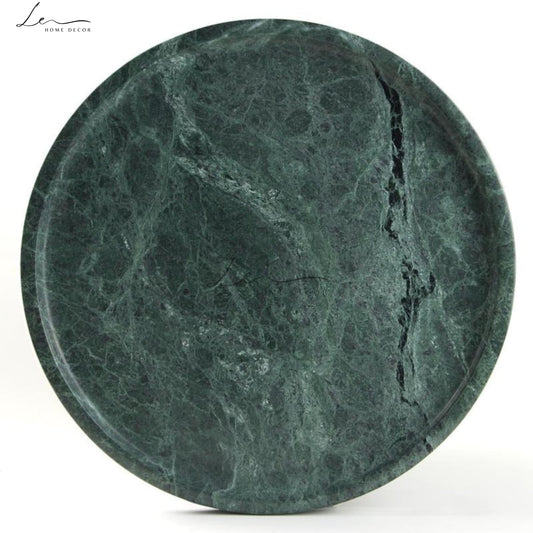 Green Marble Decorative Round Tray - Large