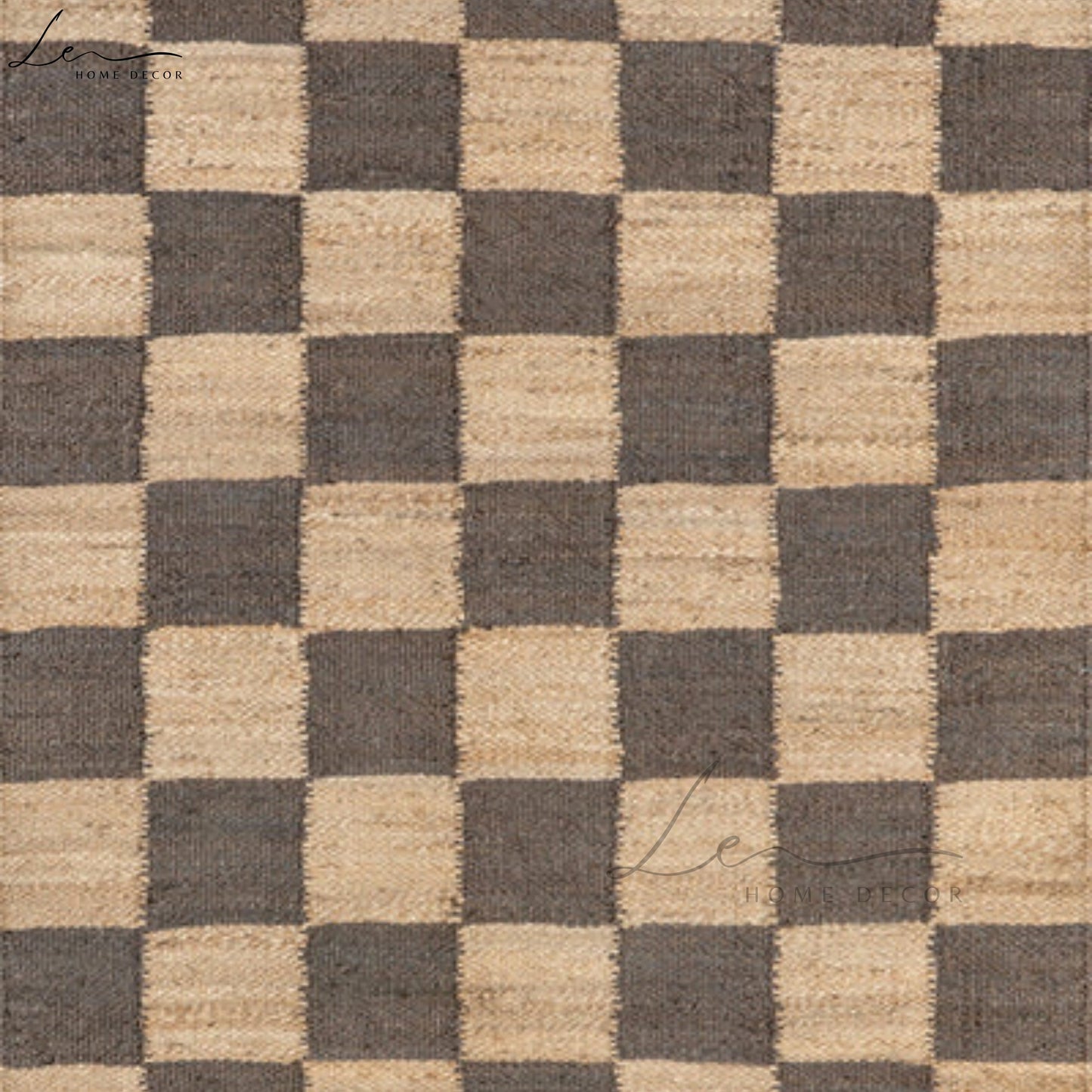 Natural Brown Blocks Jute Area Rug