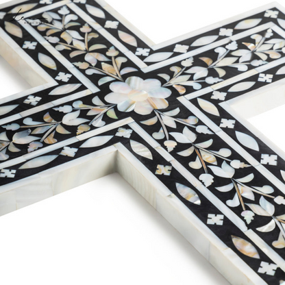 Pearl Wall Cross - Black