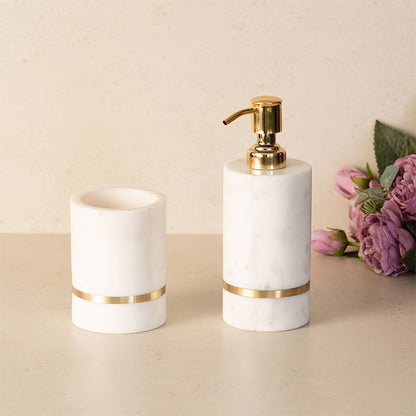 AURELIA MARBLE WITH BRASS INLAY BATHROOM - SET OF 2