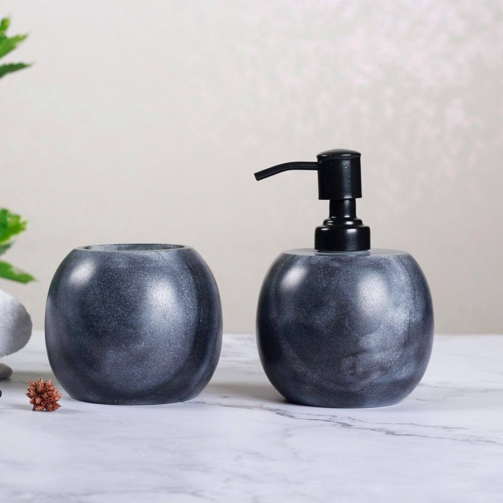 Round Grey Marble Bathroom Set