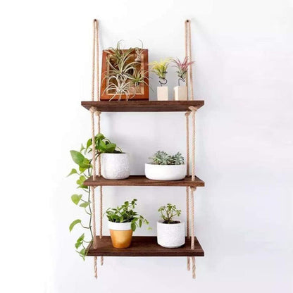 3 Tiered Wooden Wall Hanging Shelf