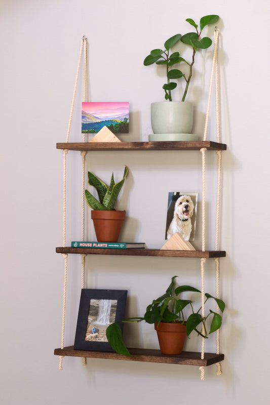 3 Tiered Wooden Wall Hanging Shelf
