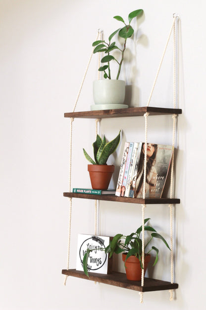 3 Tiered Wooden Wall Hanging Shelf