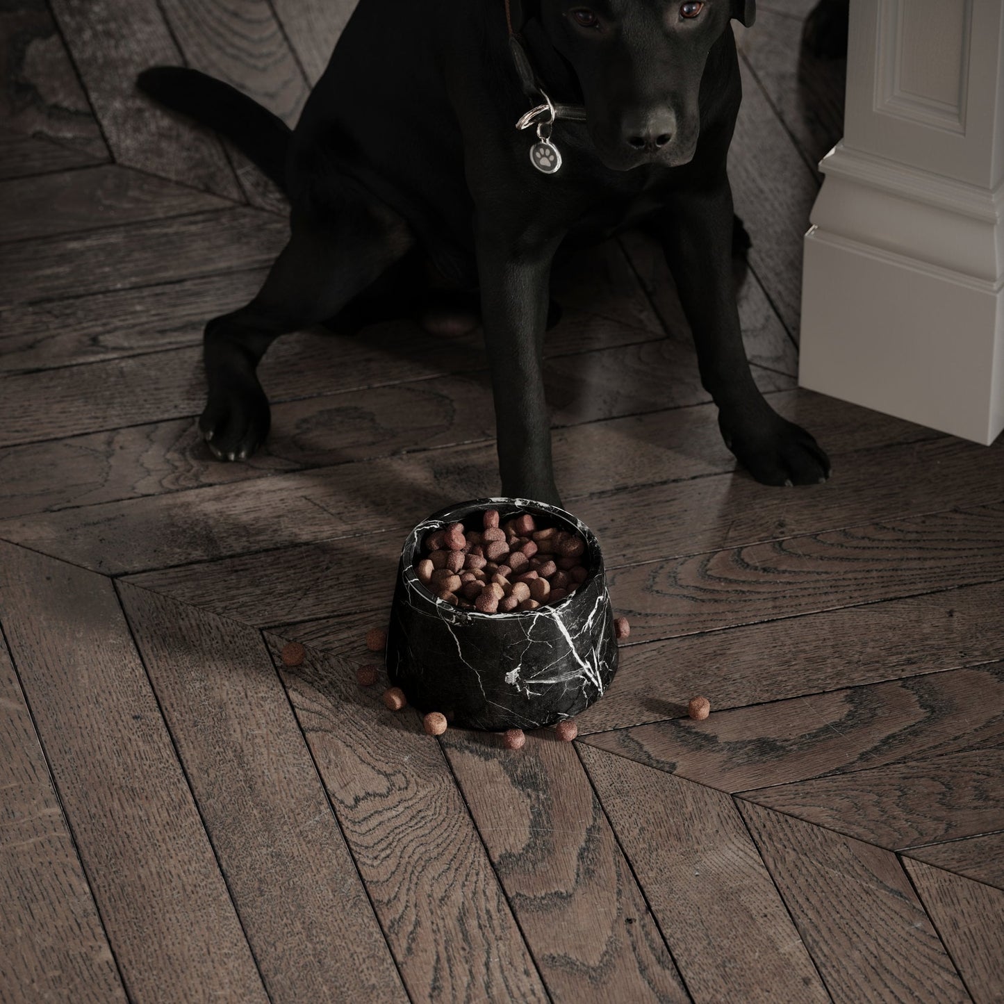 Luxurious Marble Dog Bowl - Black