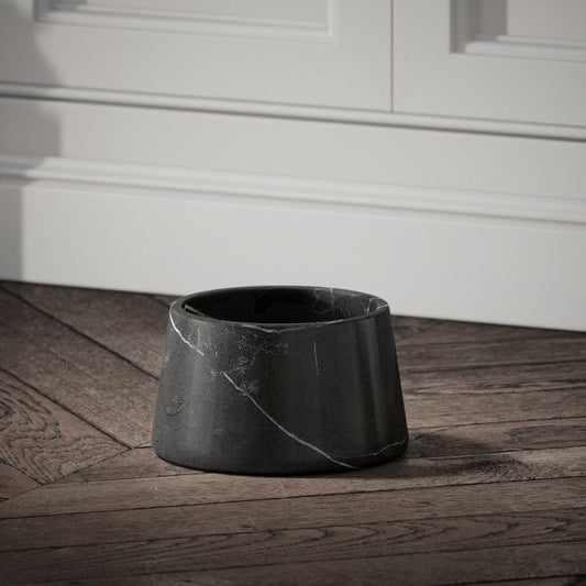 Sleek Matte Black Marble Dog Bowl