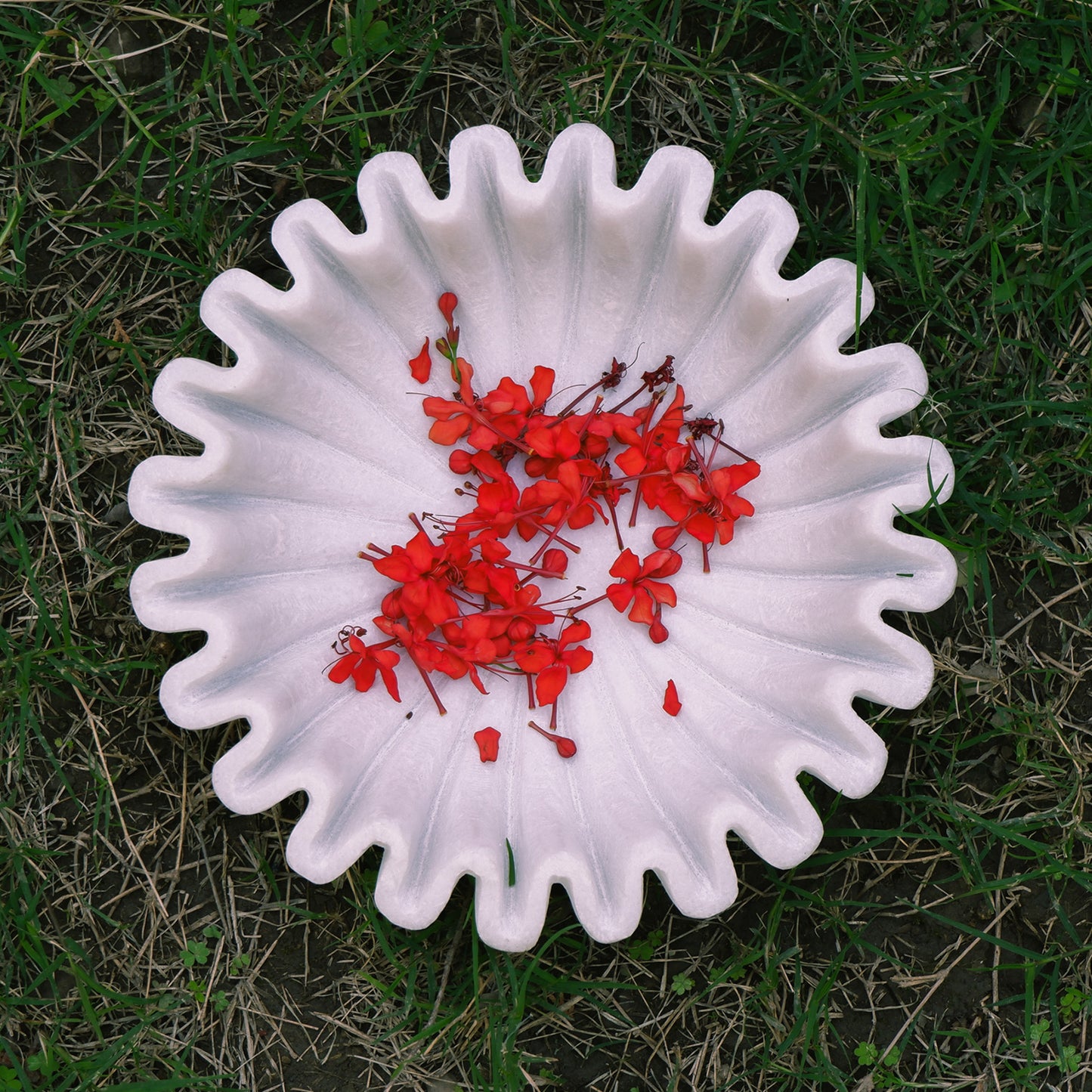 White Marble Scallop Bowl